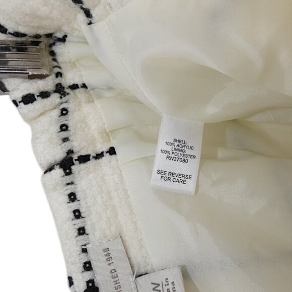 Cato Plus 16W White Ivory Black Windowpane Tweed Mini Skirt Lined Preppy Chic - Picture 6 of 7